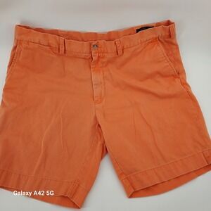 Polo Ralph Lauren Mens Classic Fit 9" Shorts Orange Cotton Twill Size 38
